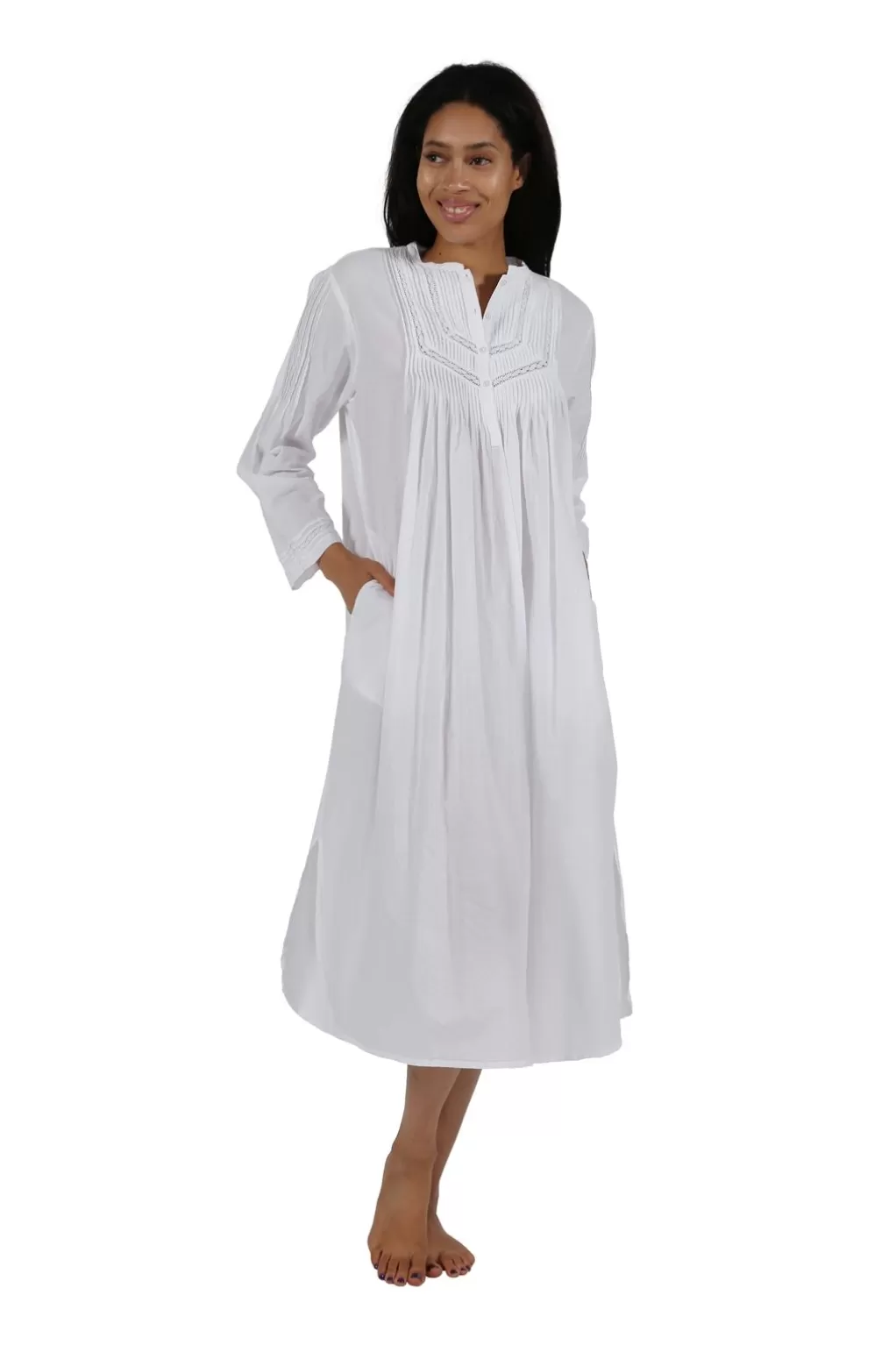 La Cera™ 100% Cotton Long Sleeve Gown