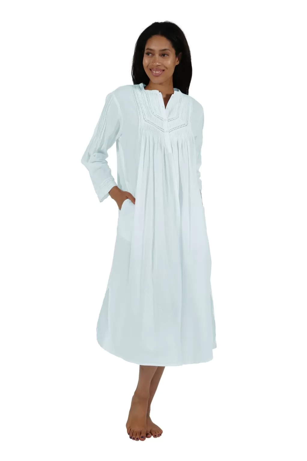 La Cera™ 100% Cotton Long Sleeve Gown