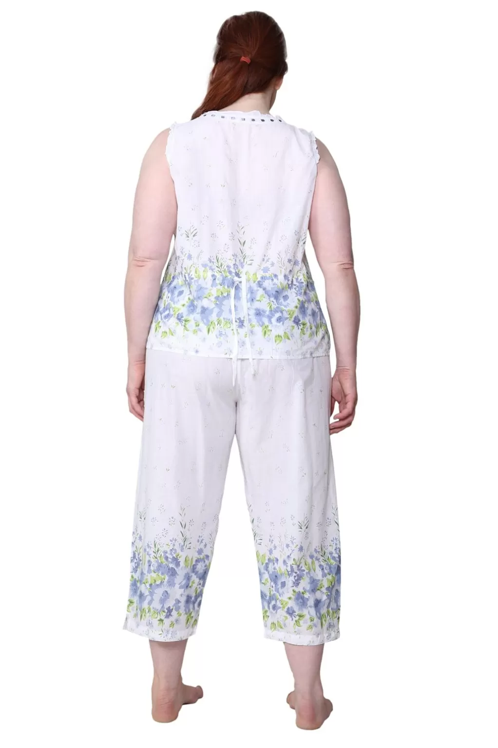 La Cera™ Border Print Sleeveless 100% Cotton Floral Plus Size Pjs