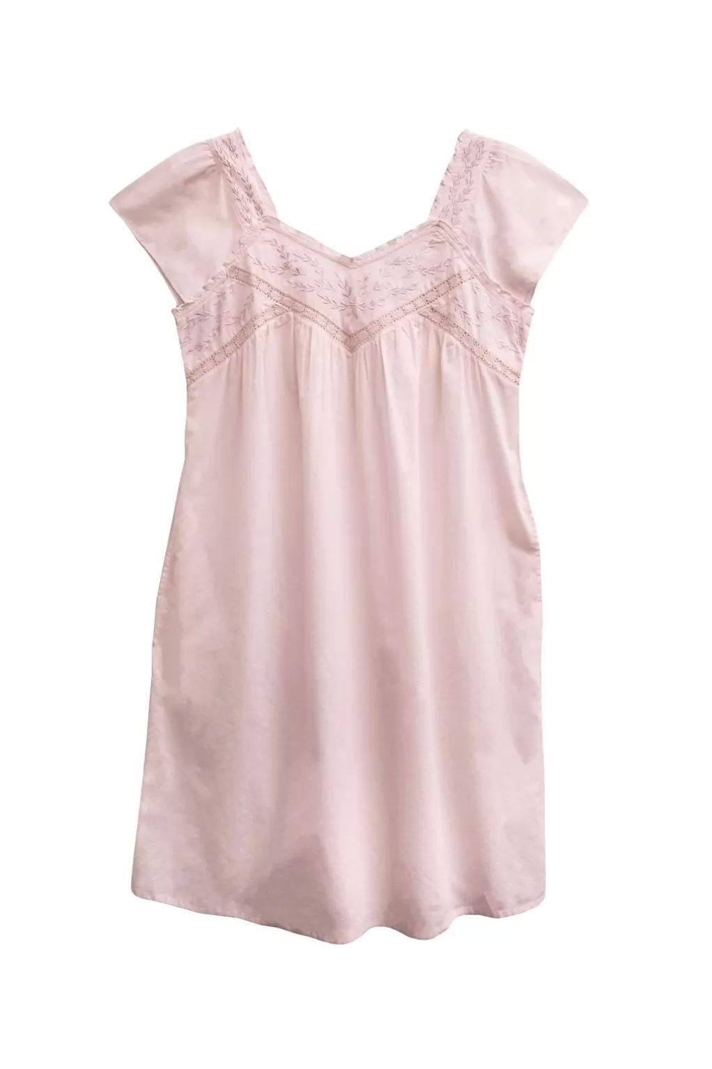 La Cera™ La Cera 100% Cotton Embroidered Sweetheart Chemise - Plus Size