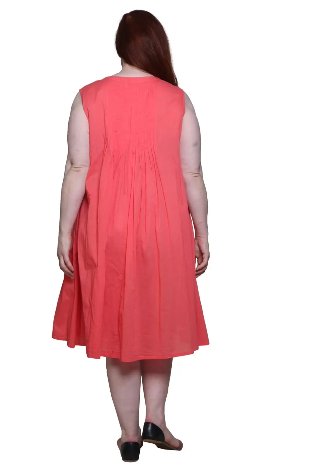 La Cera™ La Cera 100% Cotton Sleeveless Dress With Hem Embroidery - Plus Size