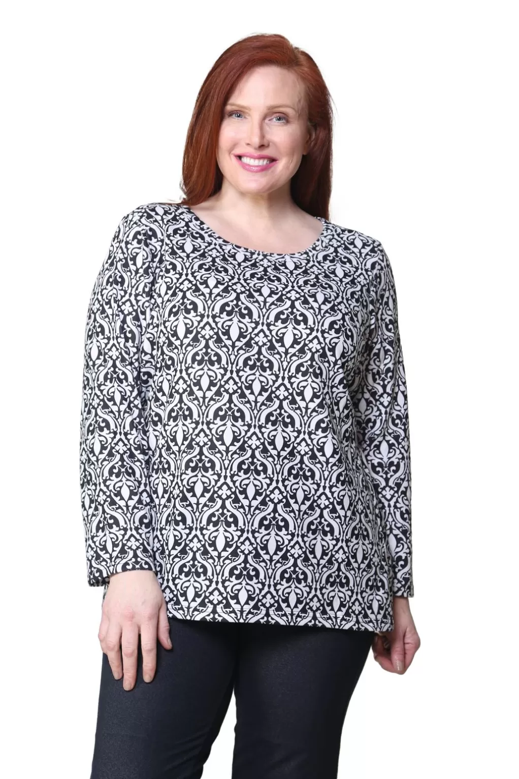 La Cera™ La Cera Baroque Print Pullover Top - Plus Size