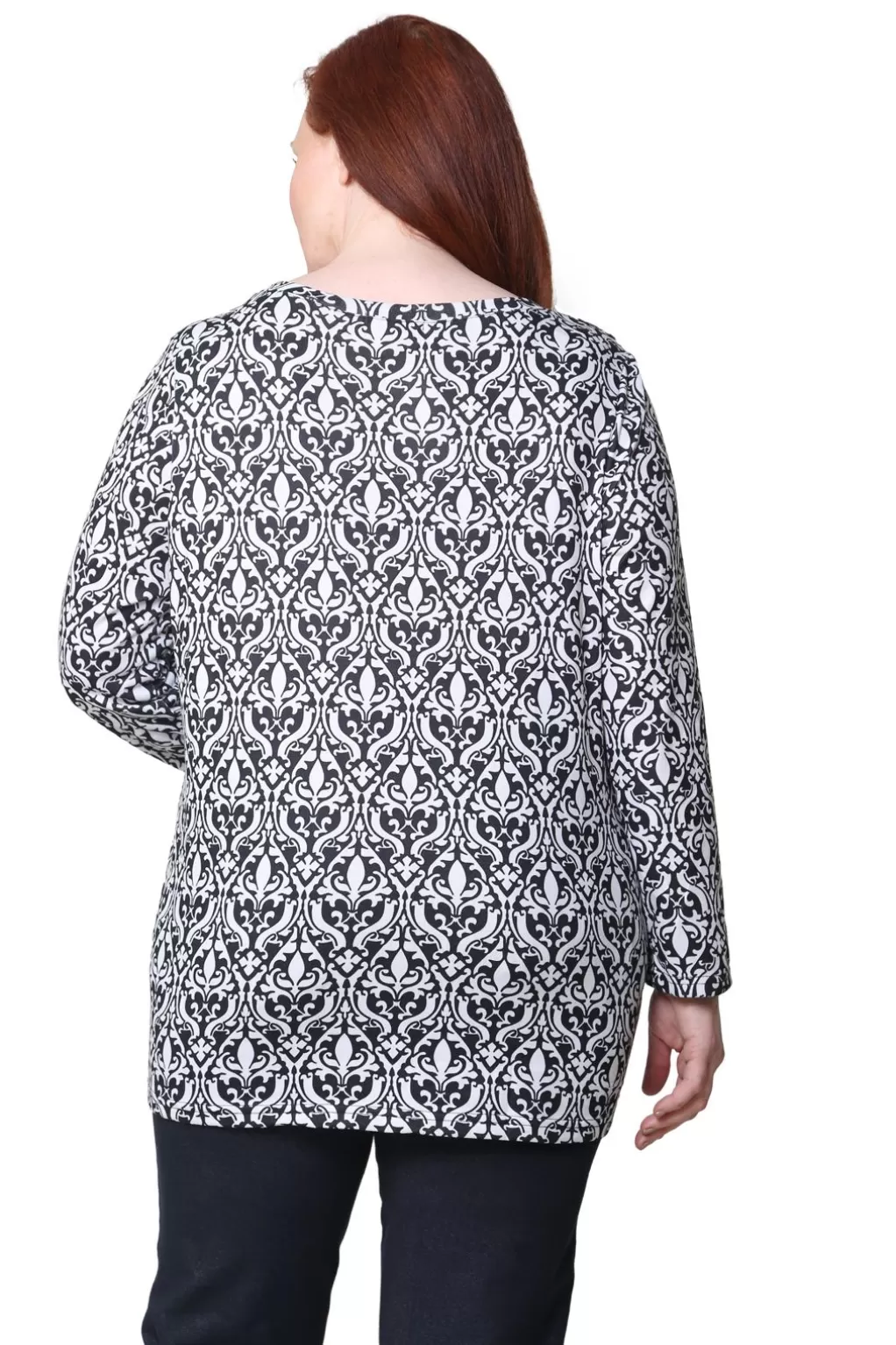 La Cera™ La Cera Baroque Print Pullover Top - Plus Size