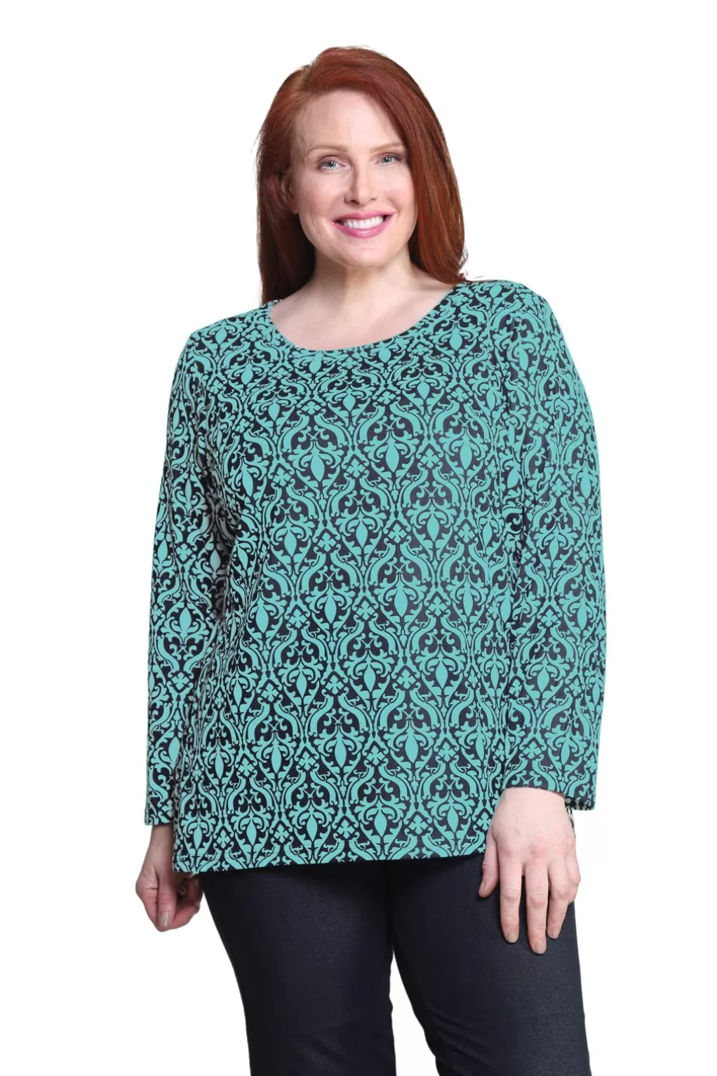 La Cera™ La Cera Baroque Print Pullover Top - Plus Size