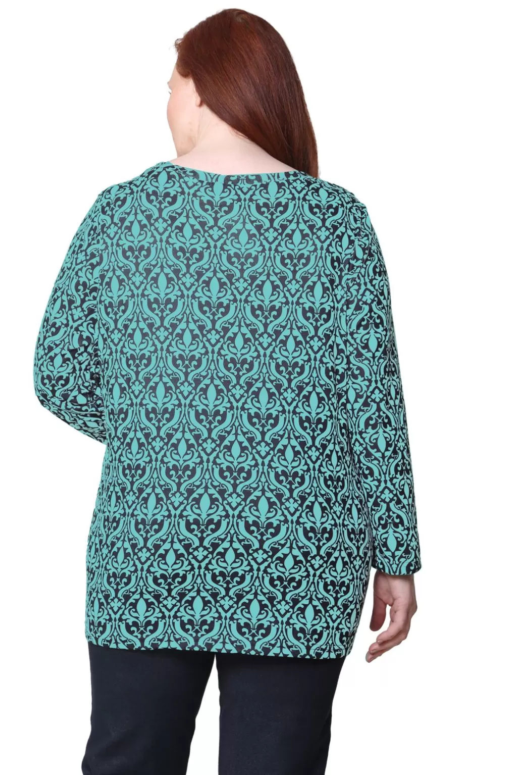 La Cera™ La Cera Baroque Print Pullover Top - Plus Size