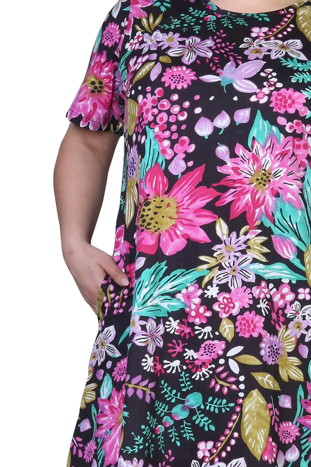 La Cera™ La Cera Black And Fuchsia Plus Size A-Line Knit Dress