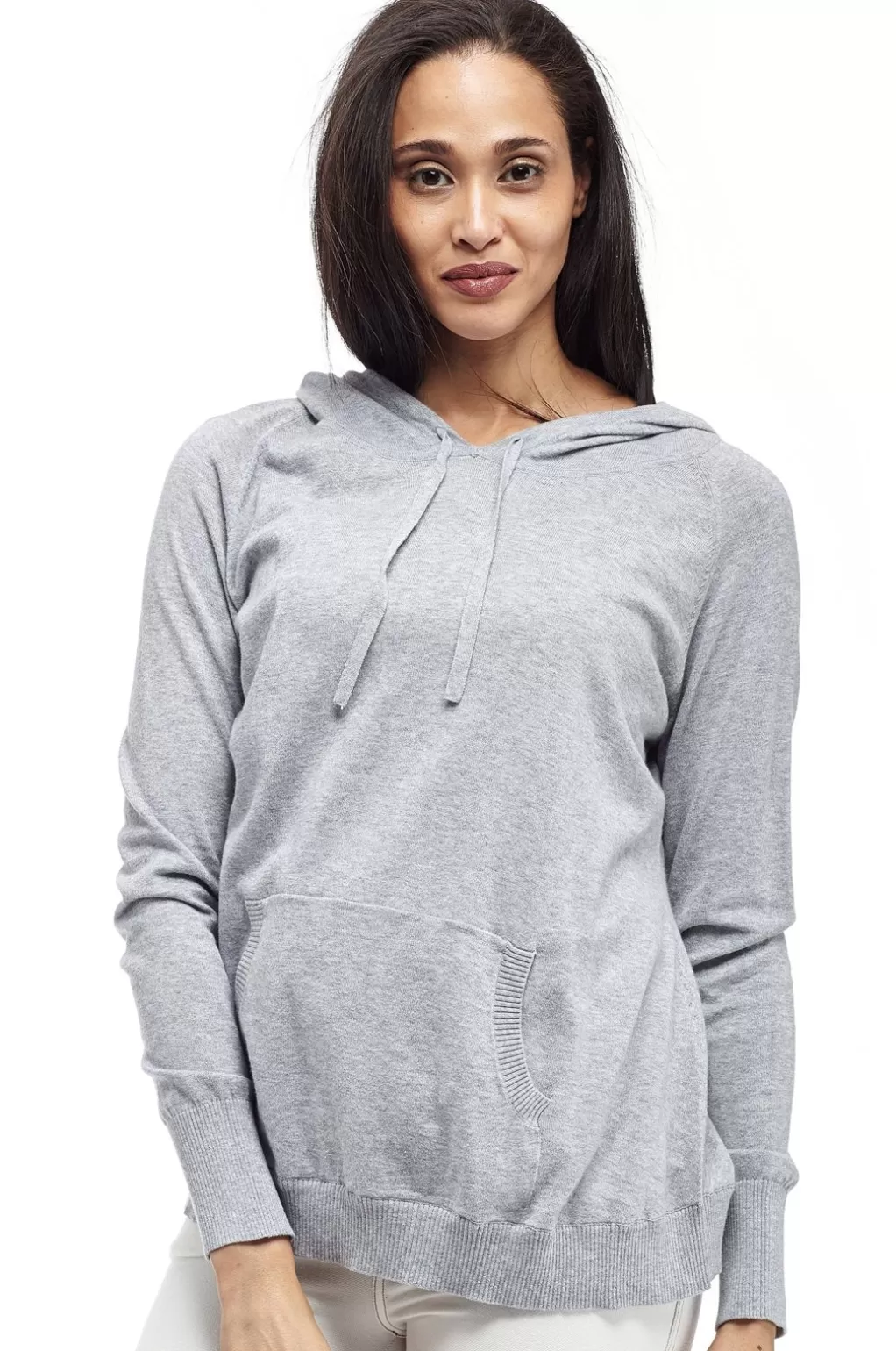 La Cera™ La Cera Drawstring Hooded Pullover Sweater - Plus Size
