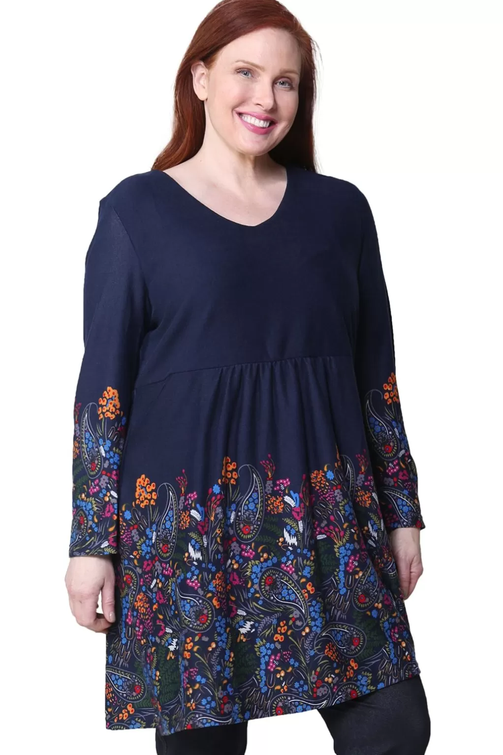La Cera™ La Cera Floral Pullover Tunic Top - Plus Size