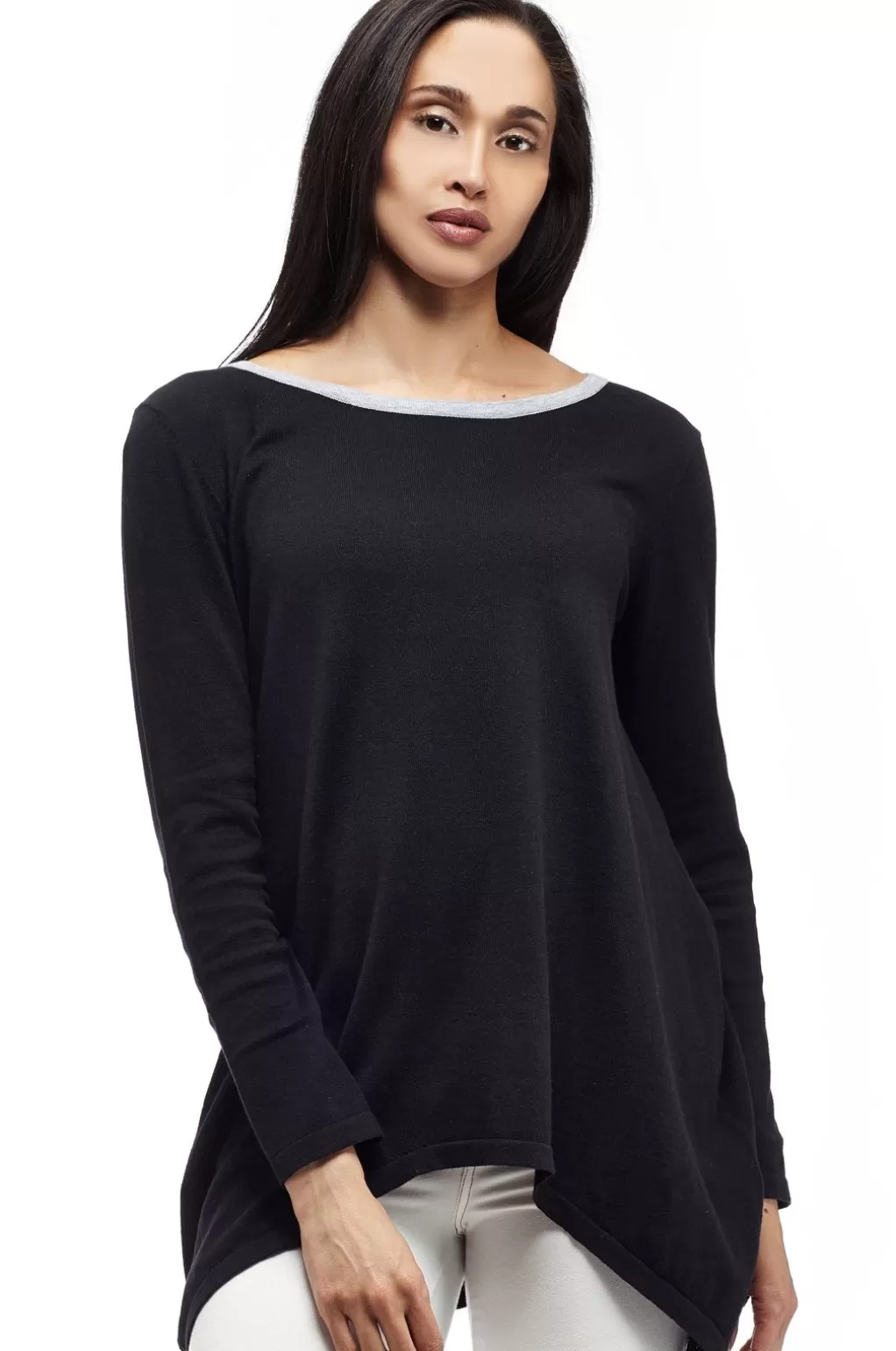 La Cera™ La Cera Hi-Lo Crew Neck Sweater Top - Plus Size