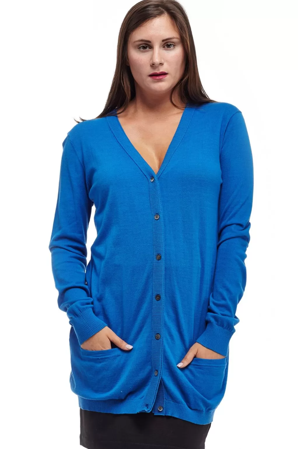 La Cera™ La Cera Long Sleeve Boyfriend Cardigan - Plus Size