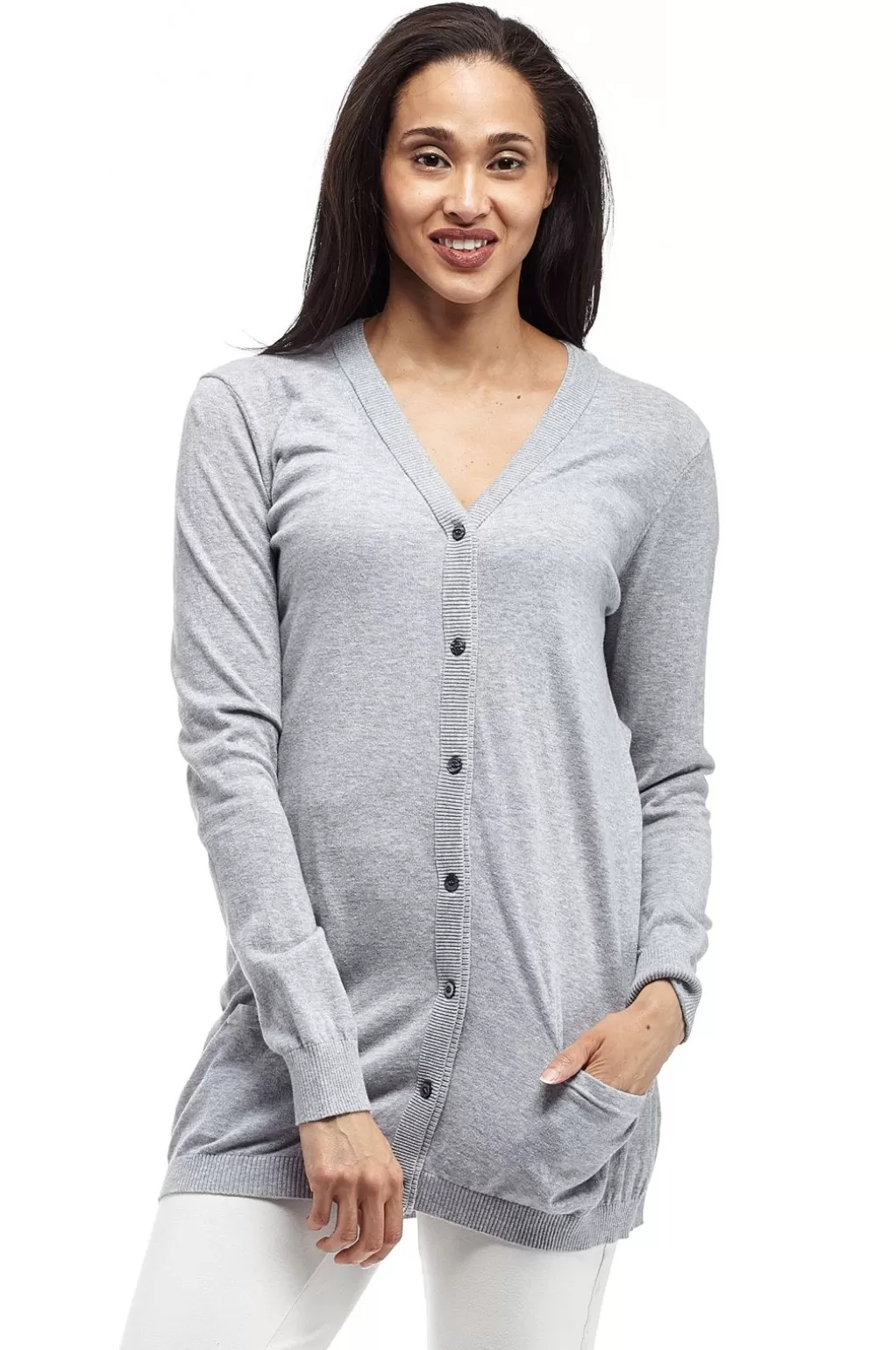 La Cera™ La Cera Long Sleeve Boyfriend Cardigan - Plus Size