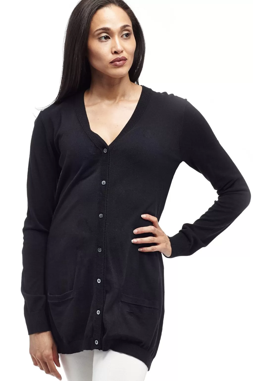 La Cera™ La Cera Long Sleeve Boyfriend Cardigan - Plus Size