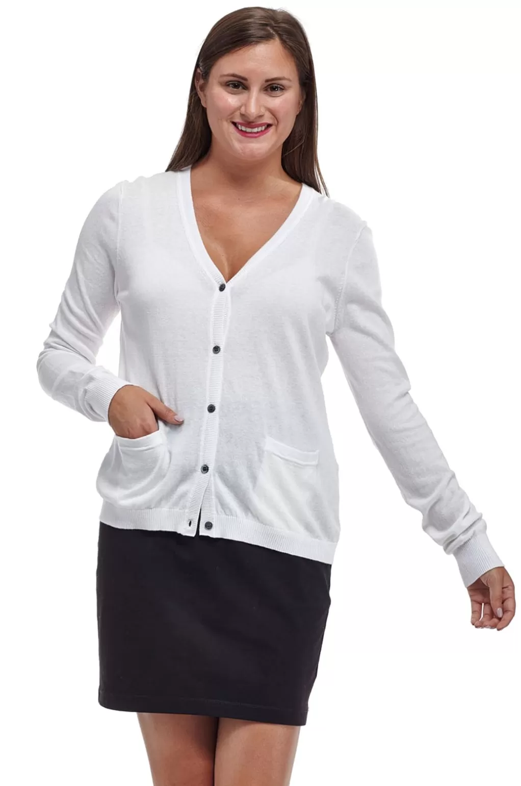 La Cera™ La Cera Long Sleeve Cardigan With Pockets - Plus Size