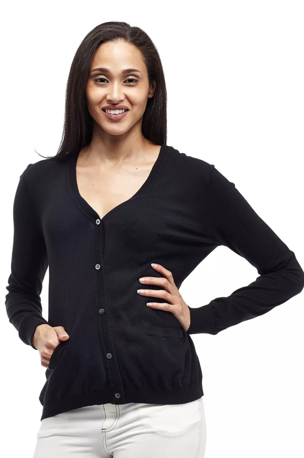 La Cera™ La Cera Long Sleeve Cardigan With Pockets - Plus Size
