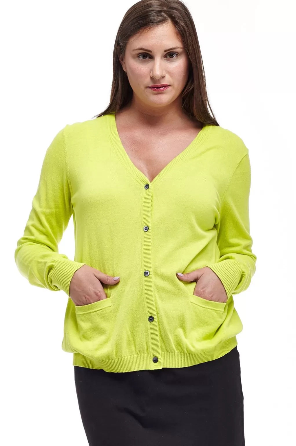 La Cera™ La Cera Long Sleeve Cardigan With Pockets - Plus Size