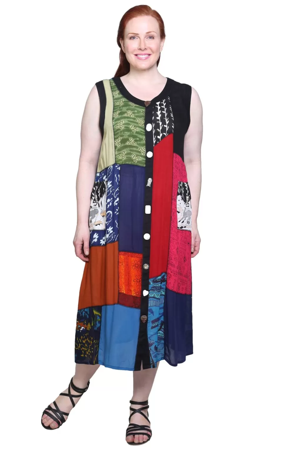 La Cera™ La Cera Multi Print Plus Size Sleeveless Dress