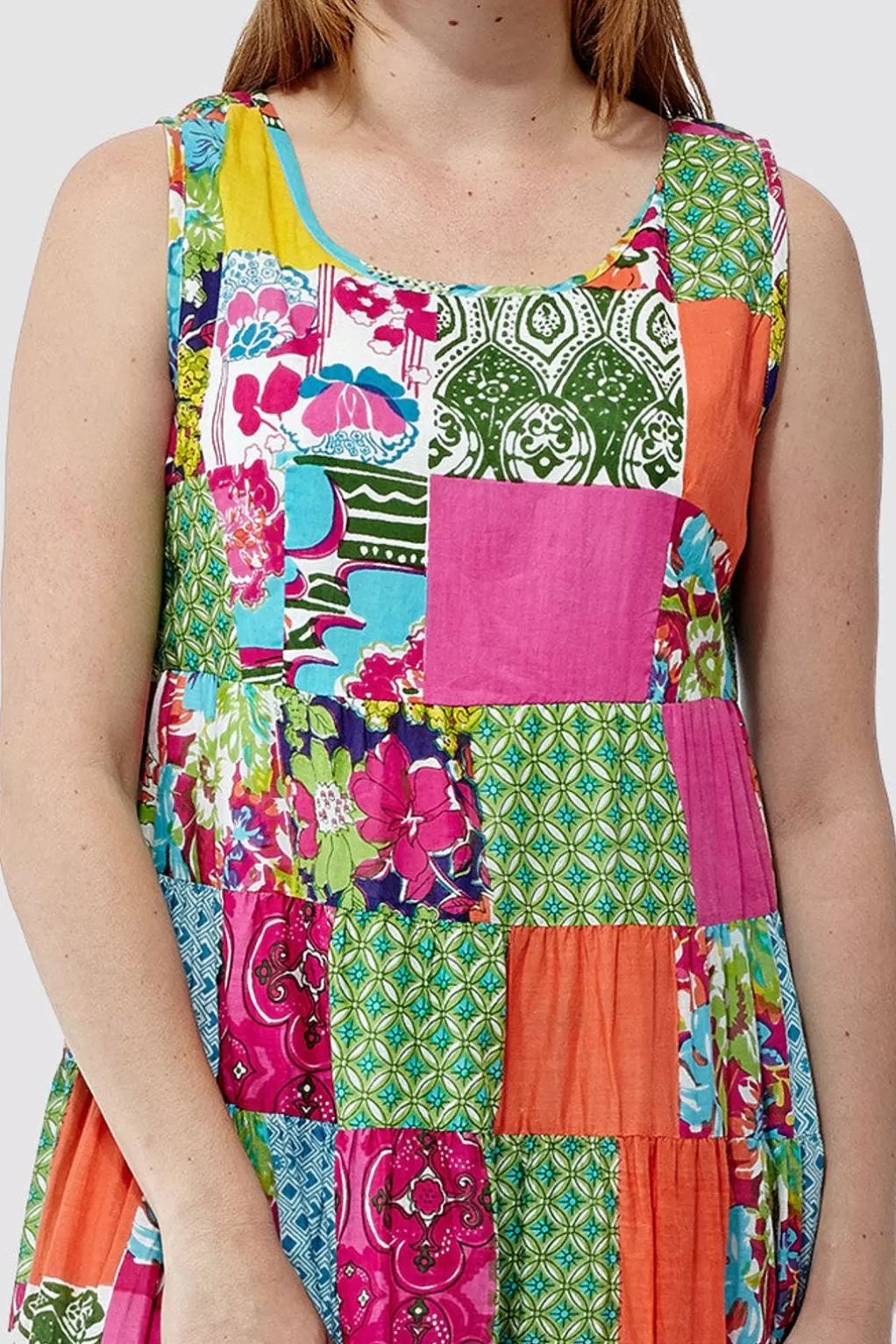 La Cera™ La Cera Multicolored Patchwork Dress