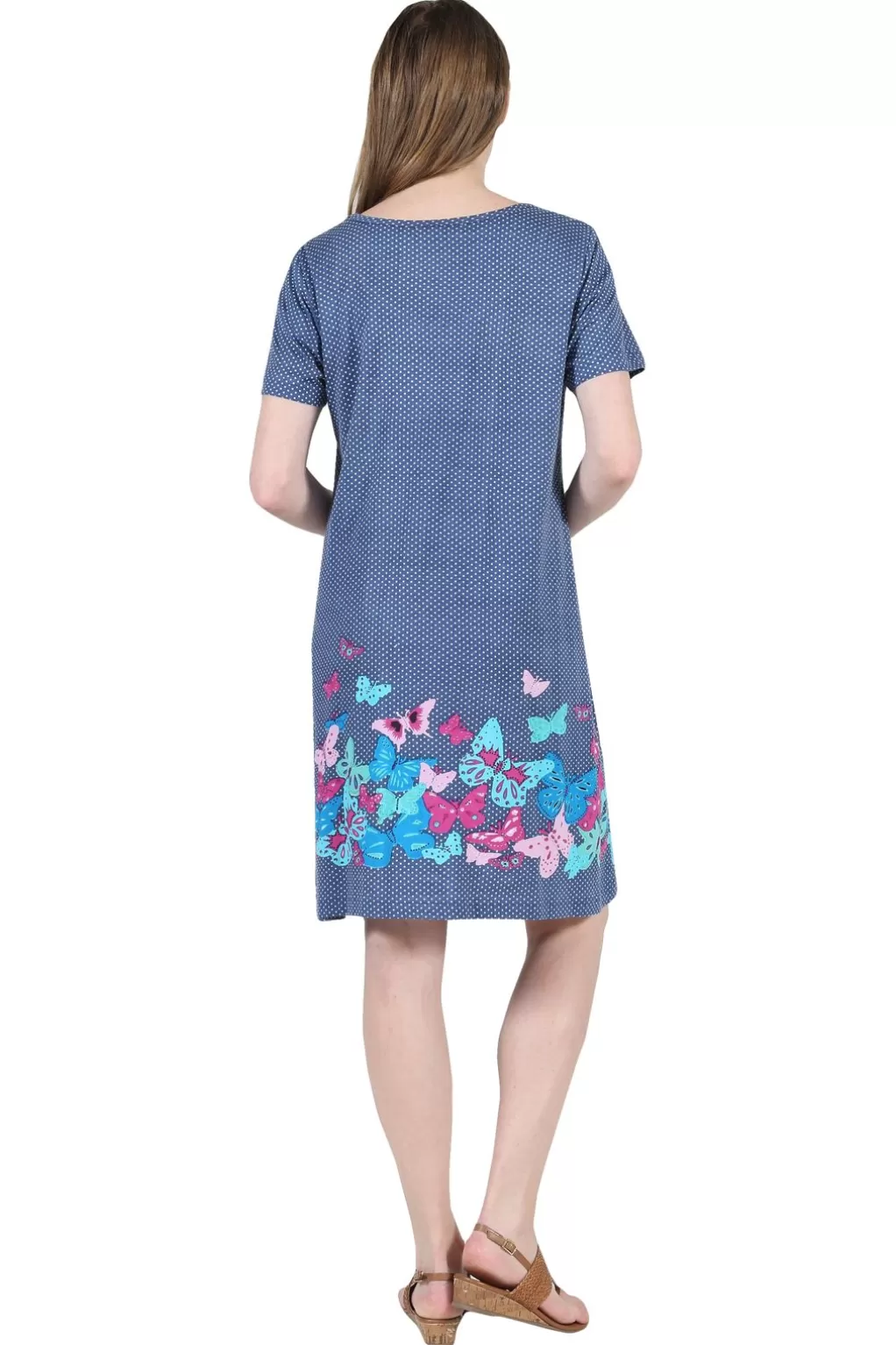 La Cera™ La Cera Novelty Floral Butterfly Print Short Sleeve Dress