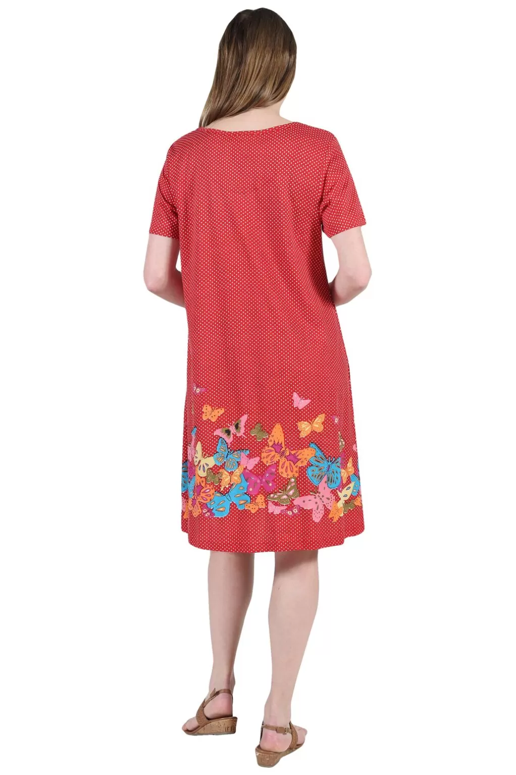 La Cera™ La Cera Novelty Floral Butterfly Print Short Sleeve Plus Size Dress