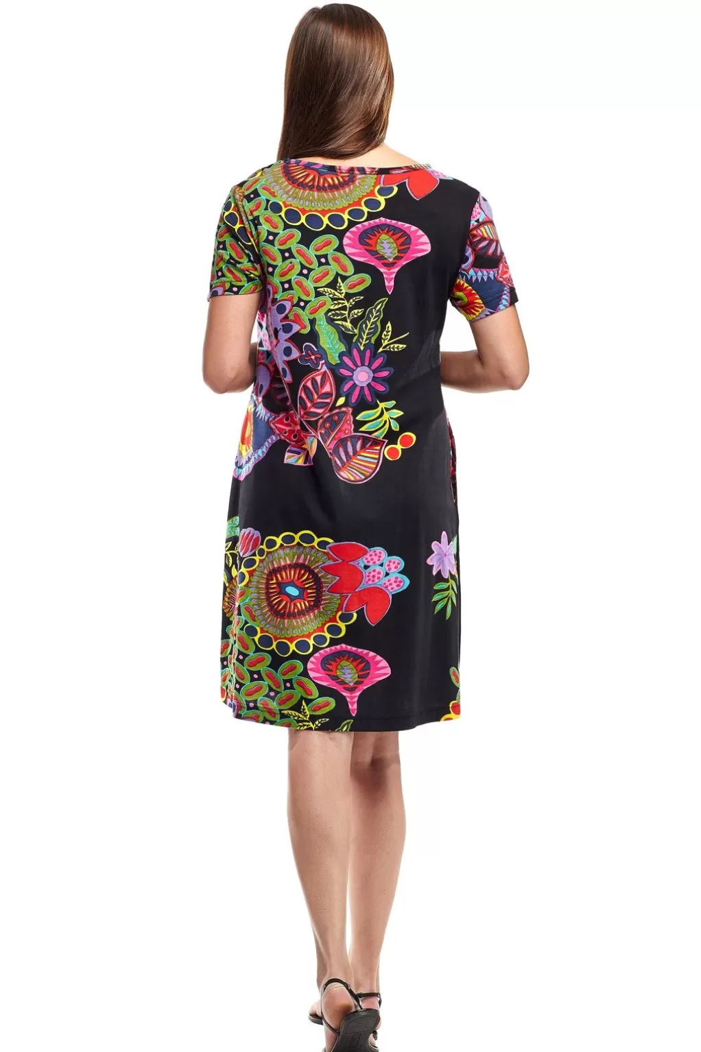 La Cera™ La Cera Novelty Floral Print Short Sleeve Dress