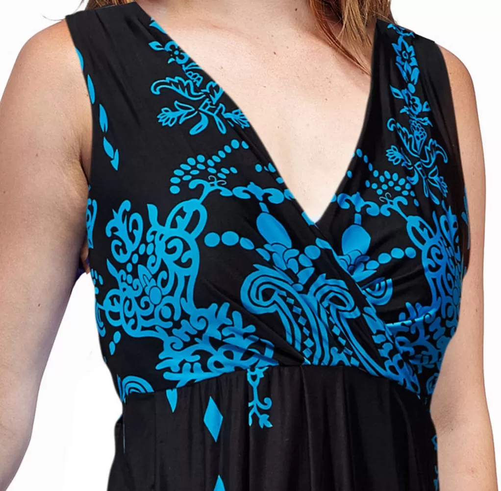 La Cera™ La Cera Paisley Border Print Sleeveless Printed Maxi Dress