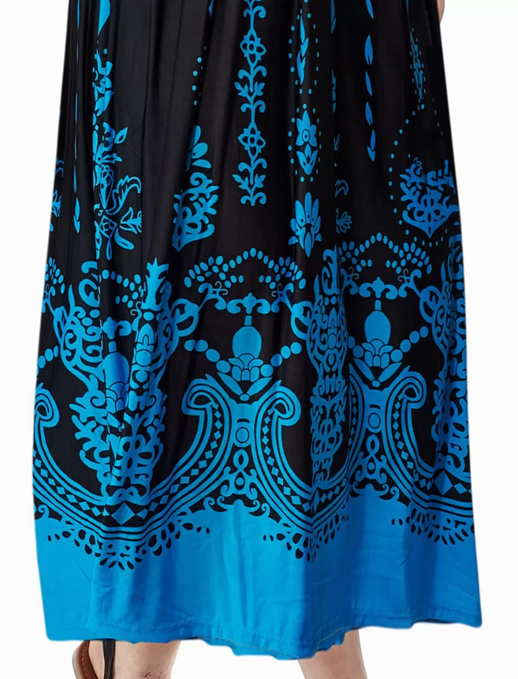 La Cera™ La Cera Paisley Border Print Sleeveless Printed Maxi Dress