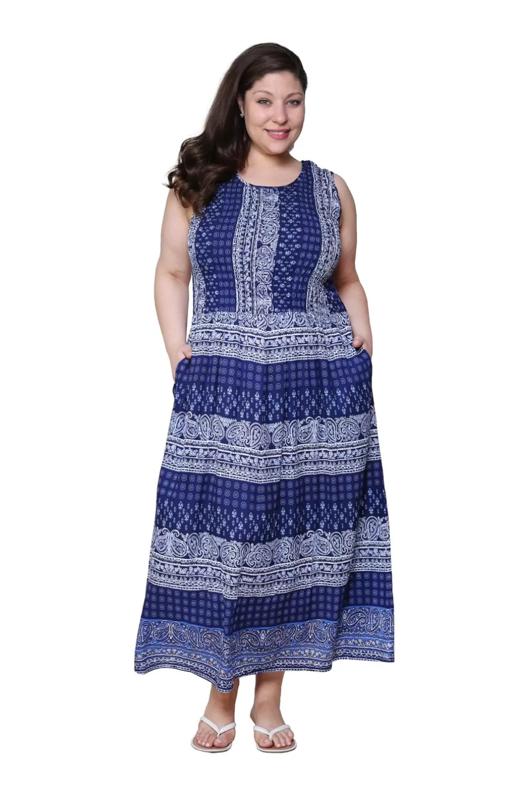 La Cera™ La Cera Paisley Plus Size Sleeveless Maxi Dress