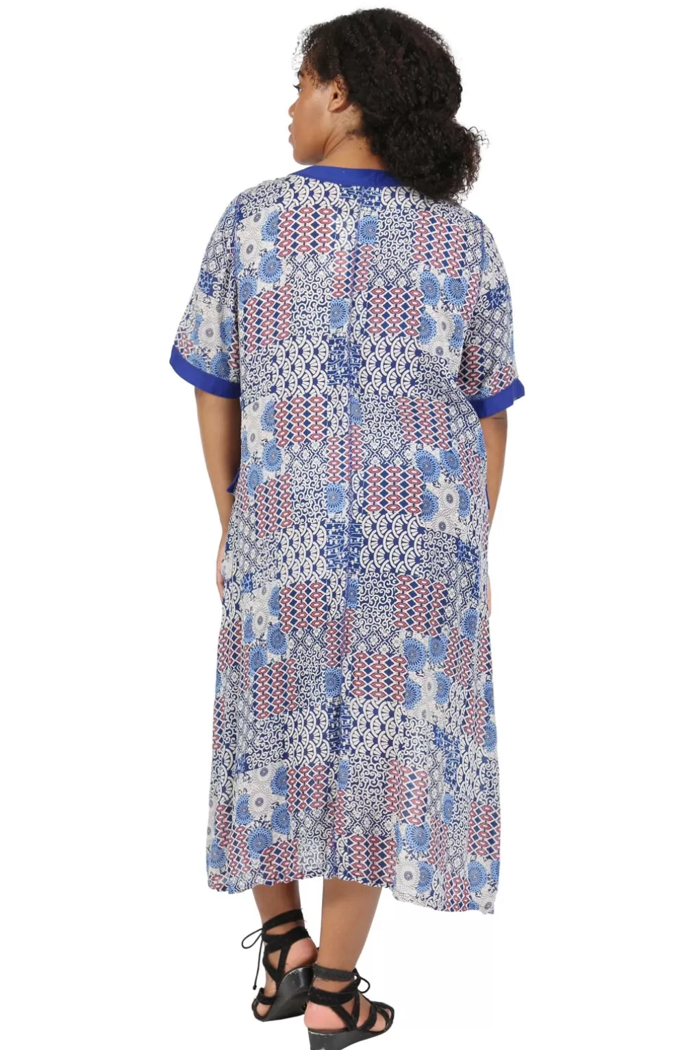 La Cera™ La Cera Patchwork Plus Size Short Sleeve Dress