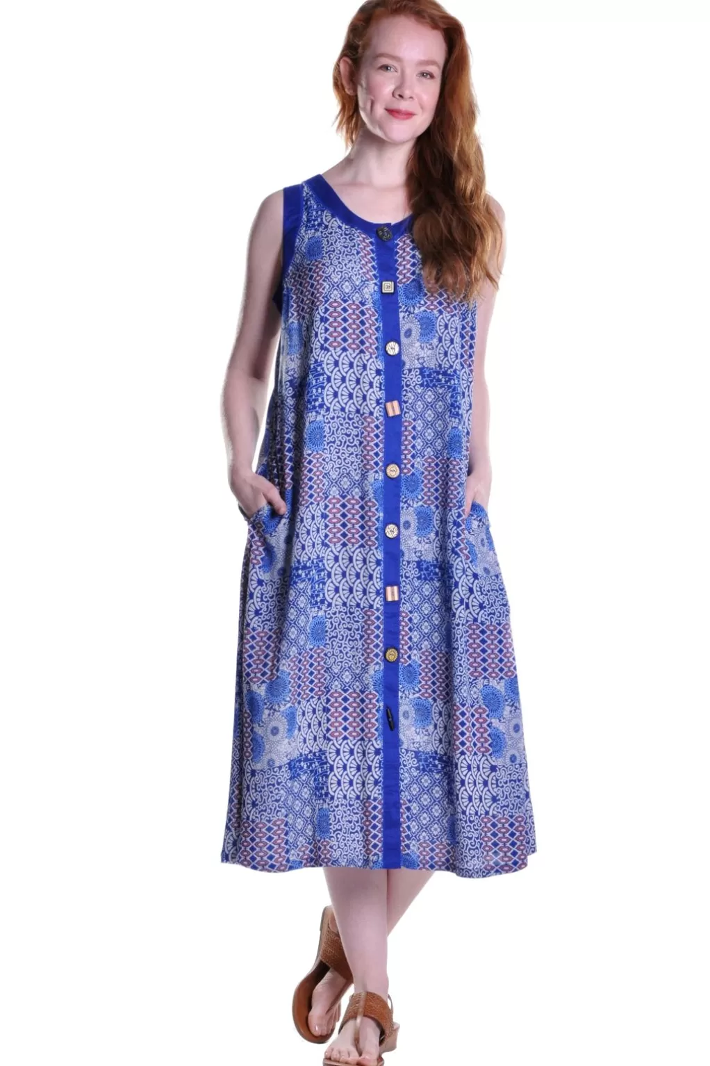 La Cera™ La Cera Patchwork Plus Size Sleeveless Dress
