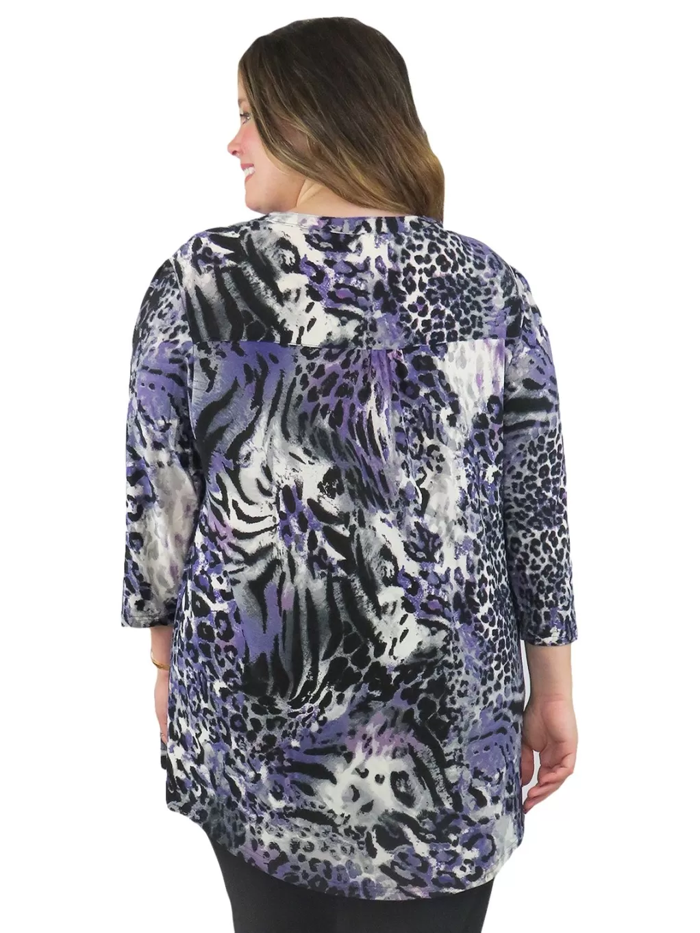 La Cera™ La Cera Pleat Front Animal Printed Tunic - Plus Size