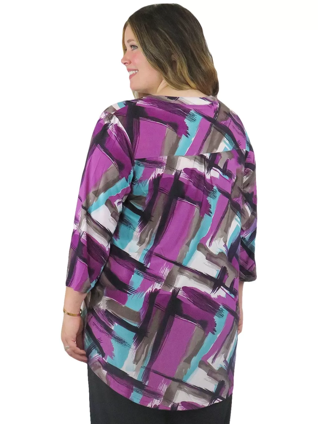 La Cera™ La Cera Pleat Front Geometric Printed Tunic - Plus Size