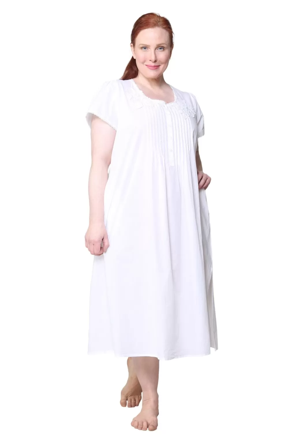 La Cera™ La Cera Plus Size 100% Cotton Lace Applique Gown