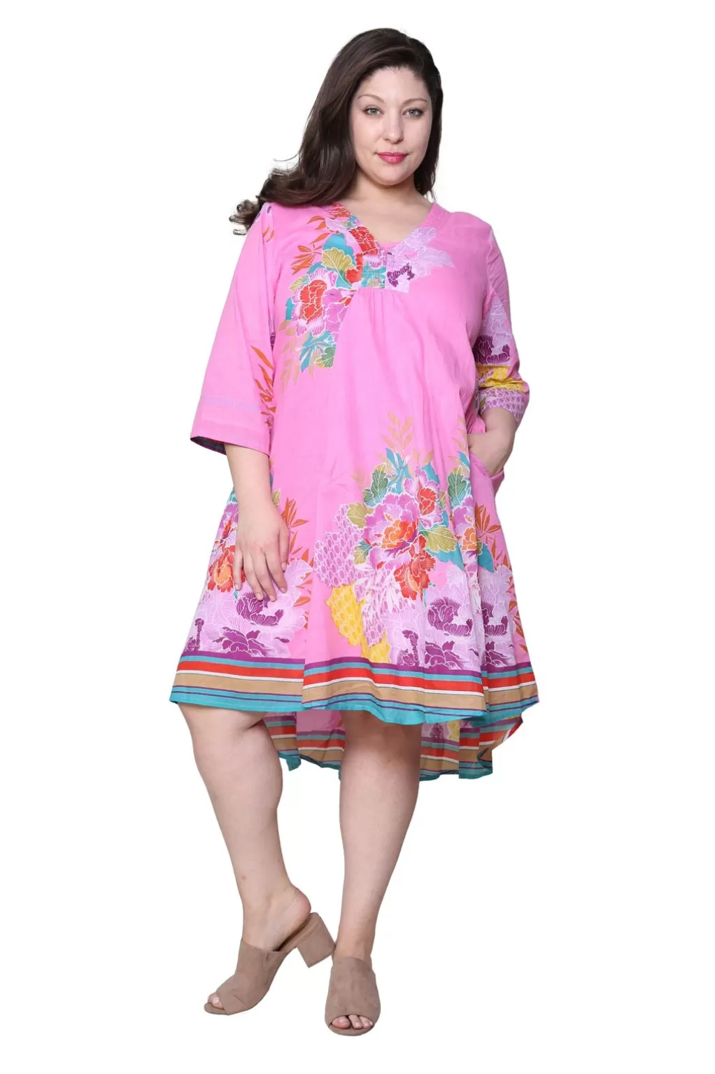 La Cera™ La Cera Plus Size 100% Cotton Printed Plus Size Dress