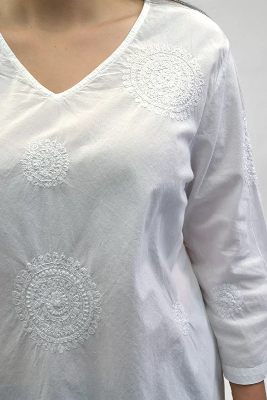 La Cera™ La Cera Plus Size Embroidered V-Neck Casual Shirt