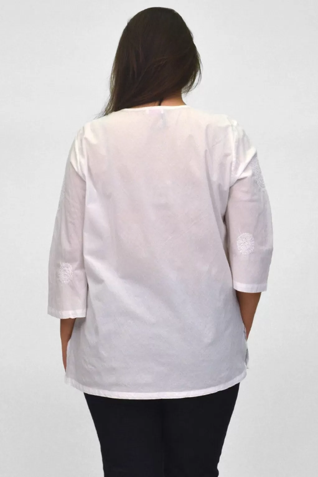 La Cera™ La Cera Plus Size Embroidered V-Neck Casual Shirt
