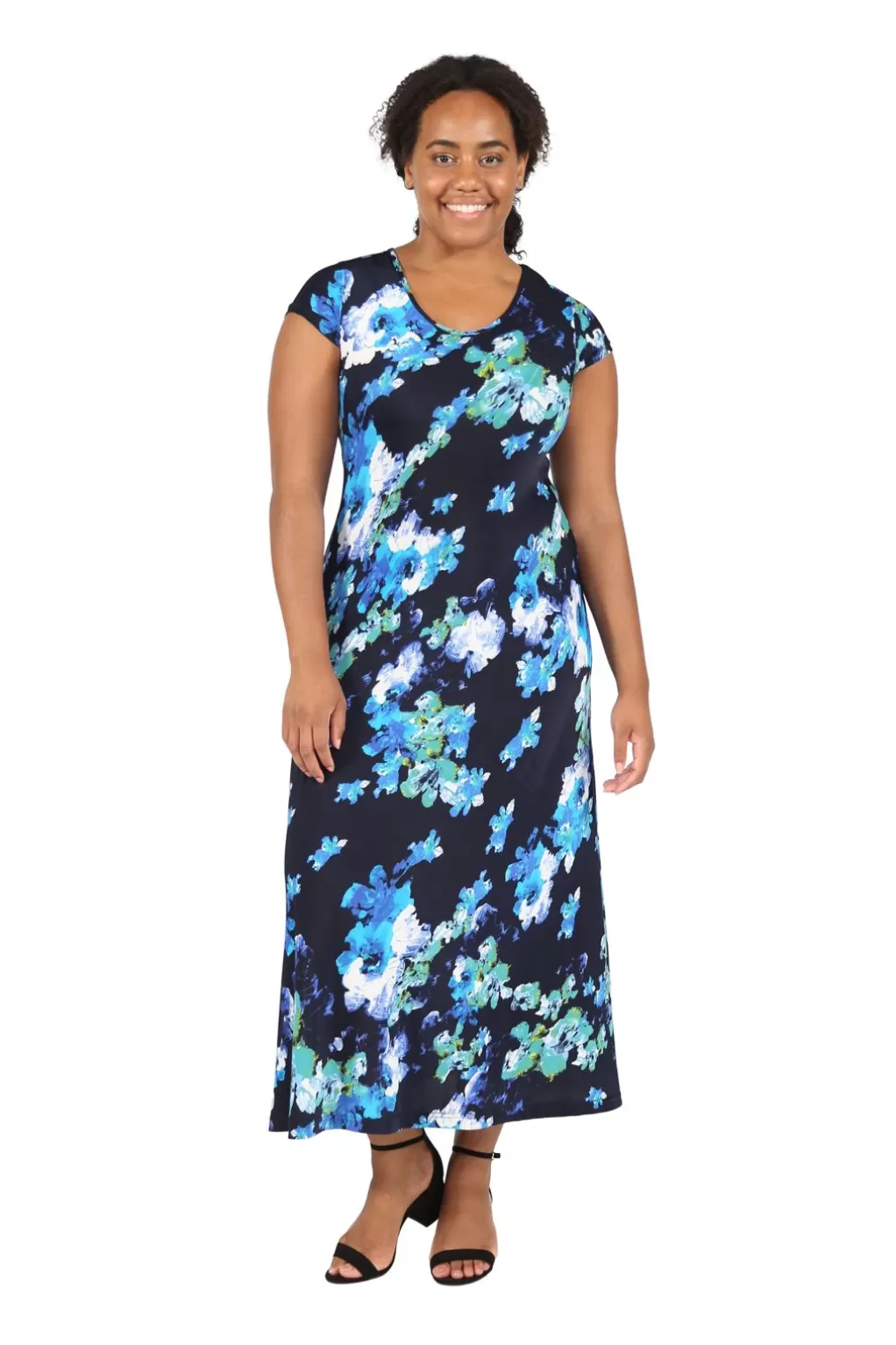 La Cera™ La Cera Plus Size Floral Short Sleeve Maxi Dress