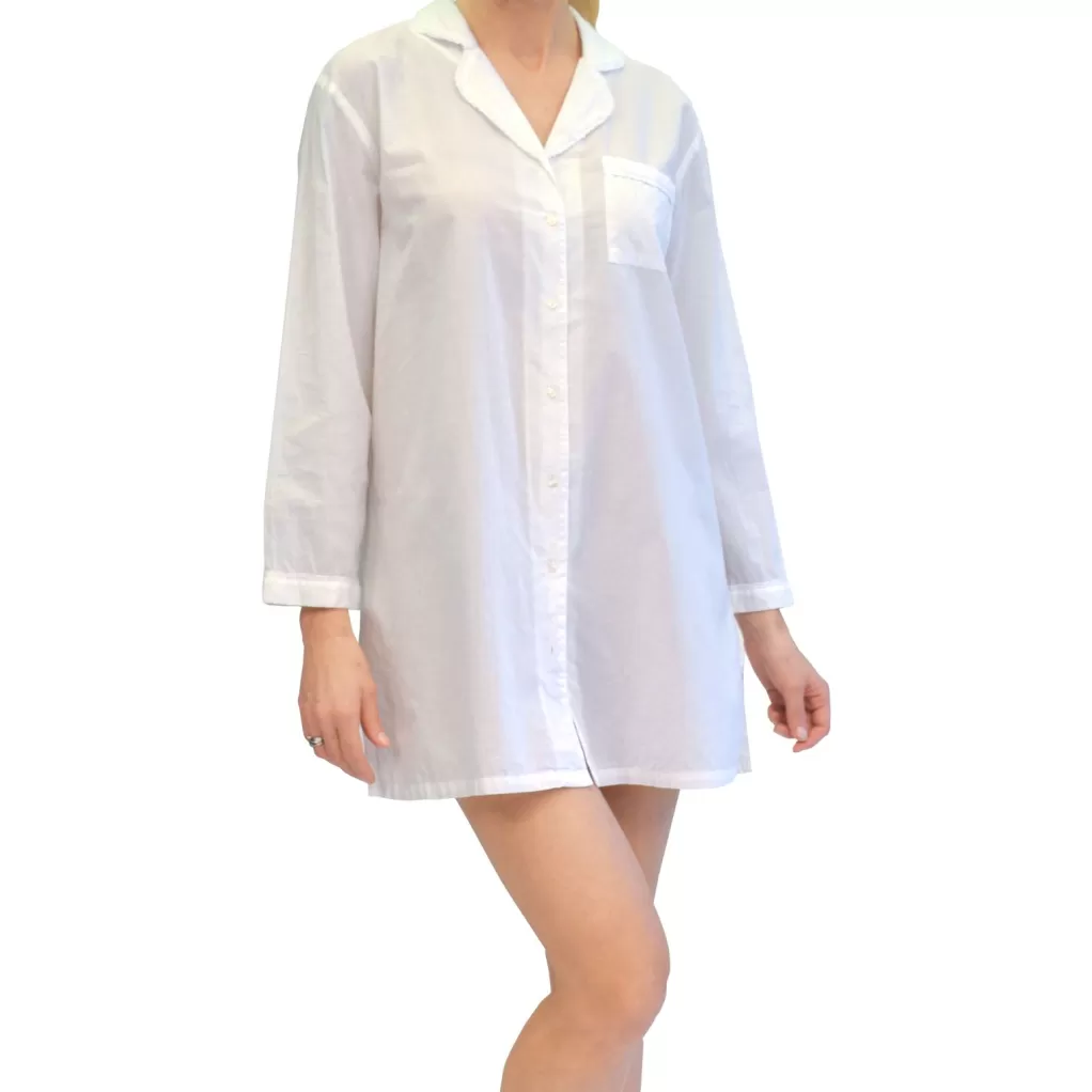La Cera™ La Cera Plus Size Long Sleeve Cotton Nightshirt