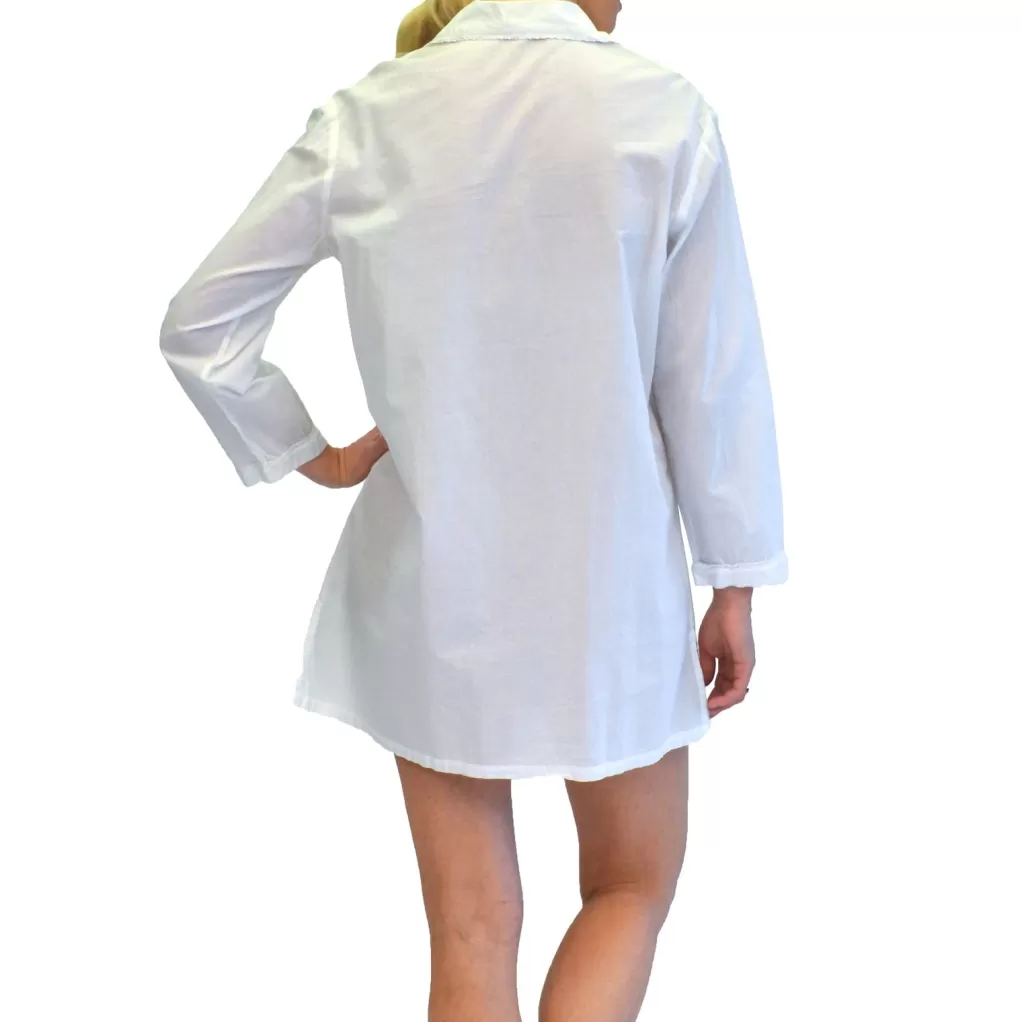 La Cera™ La Cera Plus Size Long Sleeve Cotton Nightshirt