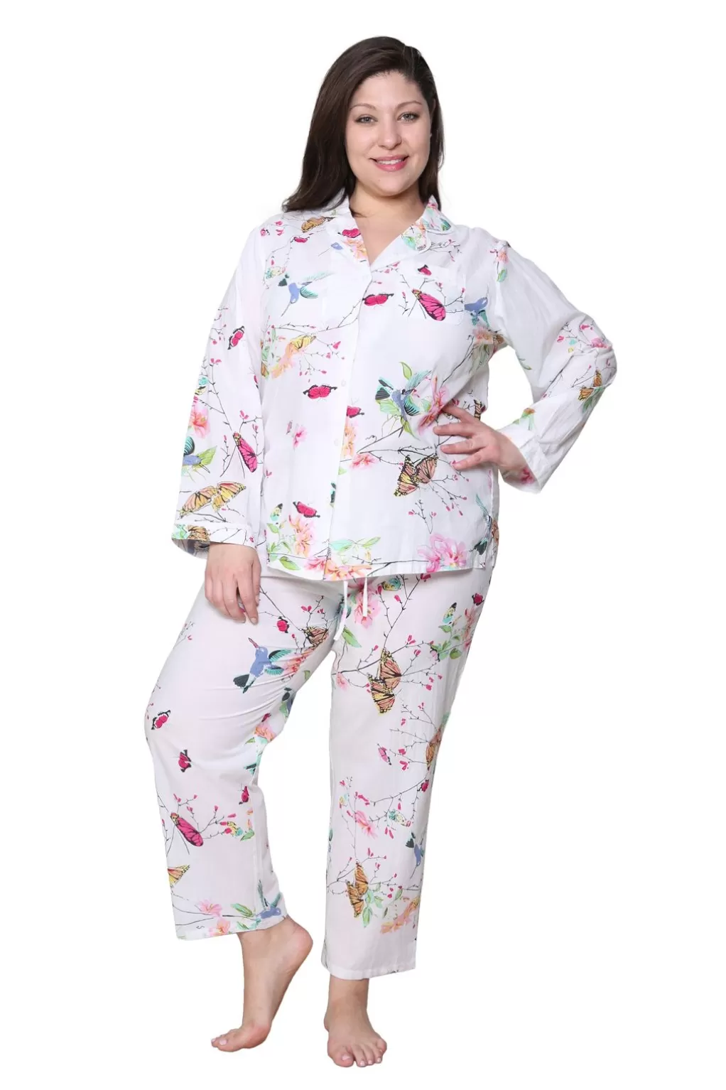 La Cera™ La Cera Plus Size Long Sleeve Floral Pajama Set
