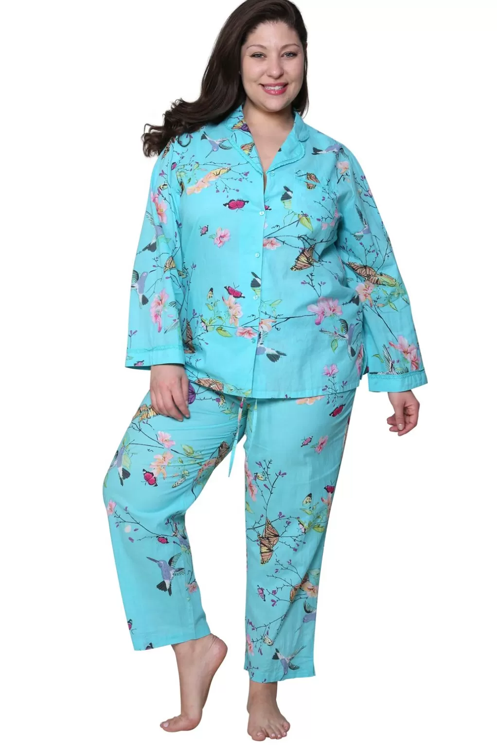 La Cera™ La Cera Plus Size Long Sleeve Floral Pajama Set
