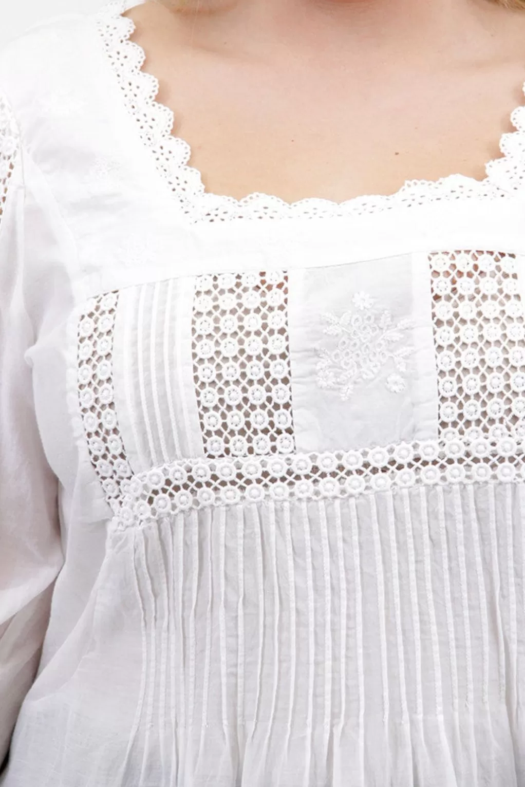 La Cera™ La Cera Plus Size Long Sleeve Lace Detail Top