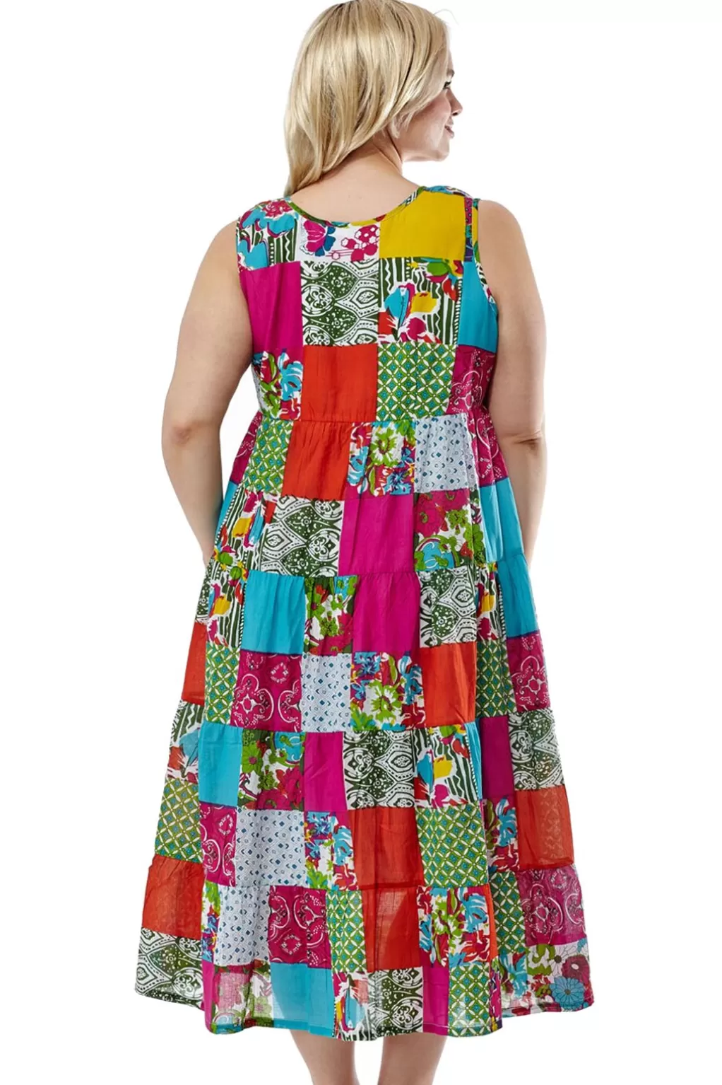 La Cera™ La Cera Plus Size Multicolored Patchwork Dress