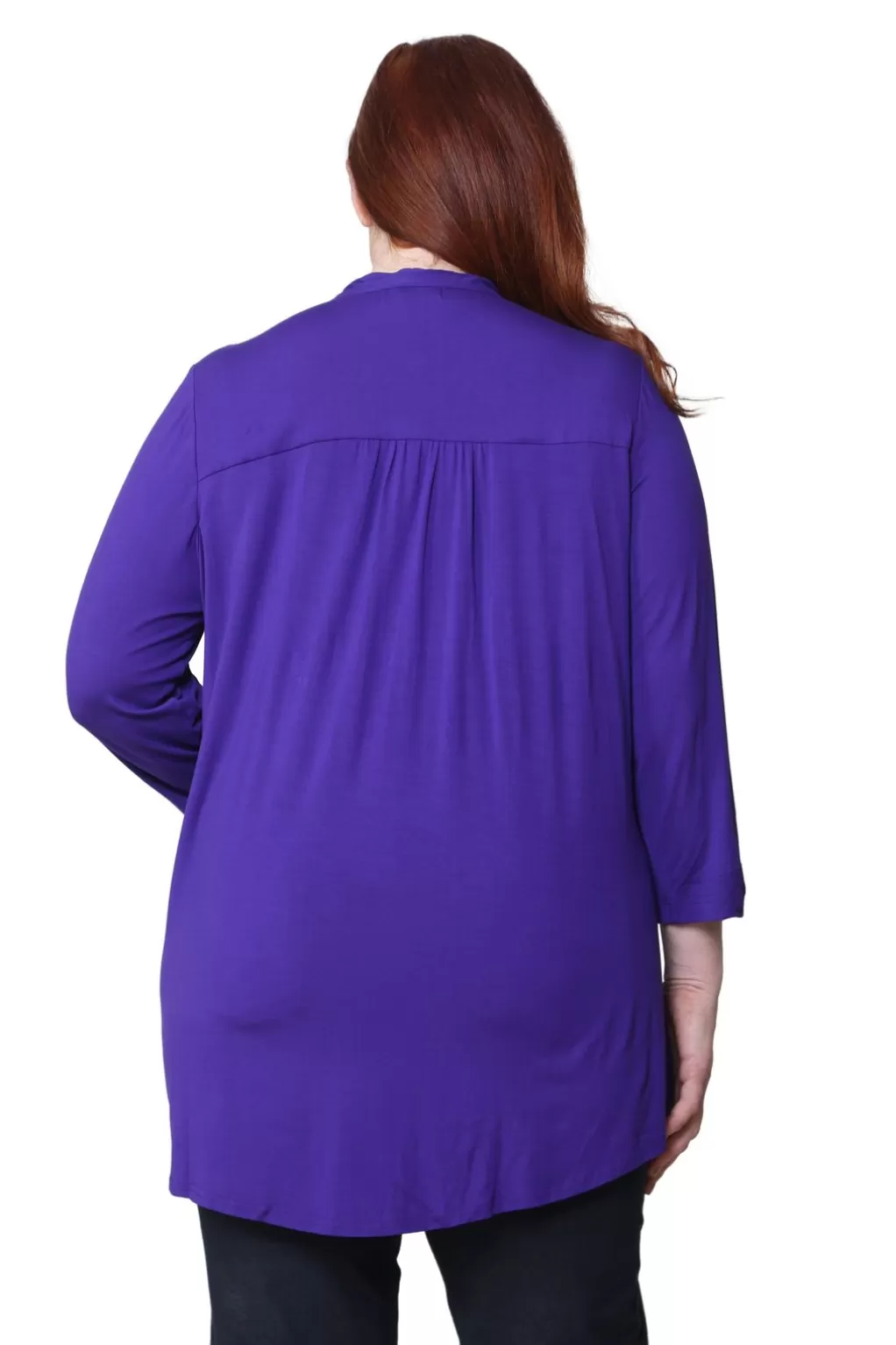 La Cera™ La Cera Plus Size Pleat Front Rayon Solid Tunic