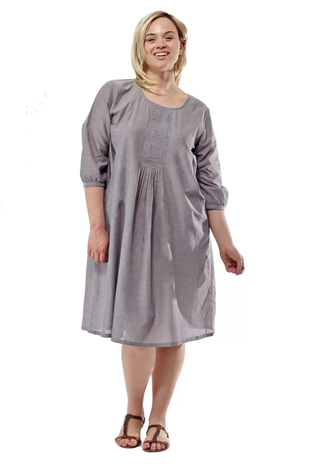 La Cera™ La Cera Plus Size Pleated Front Chambray Dress