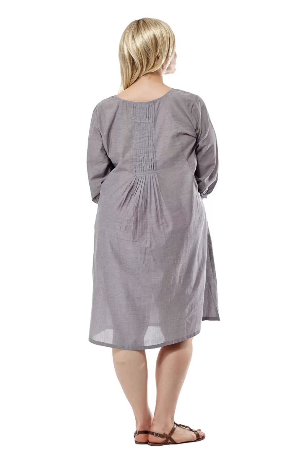 La Cera™ La Cera Plus Size Pleated Front Chambray Dress
