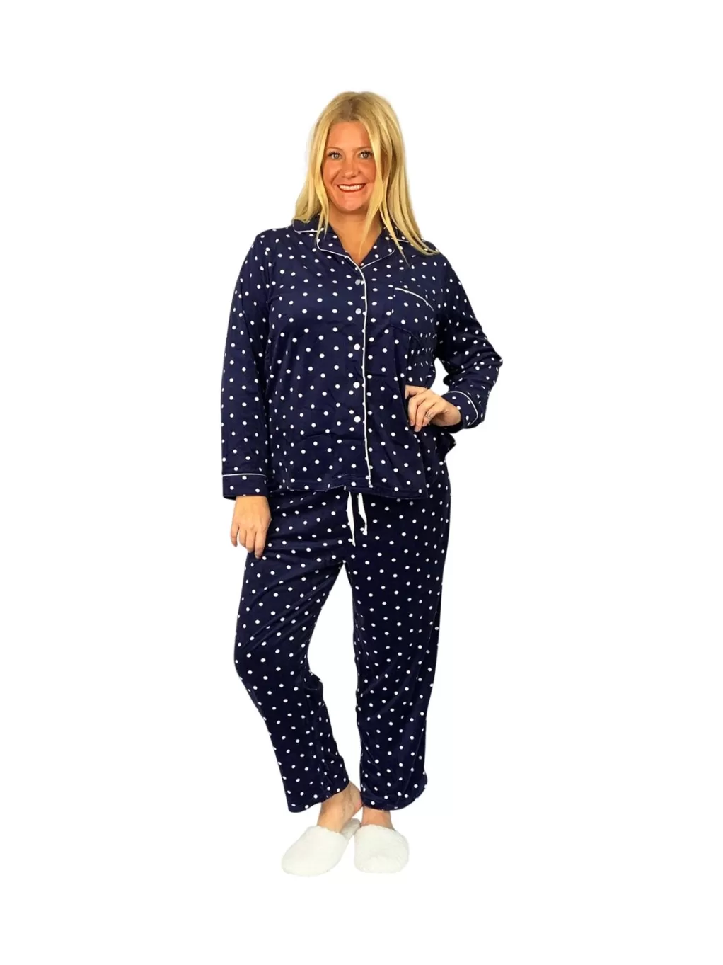 La Cera™ La Cera Plus Size Sheered Minky Fleece Pj Set