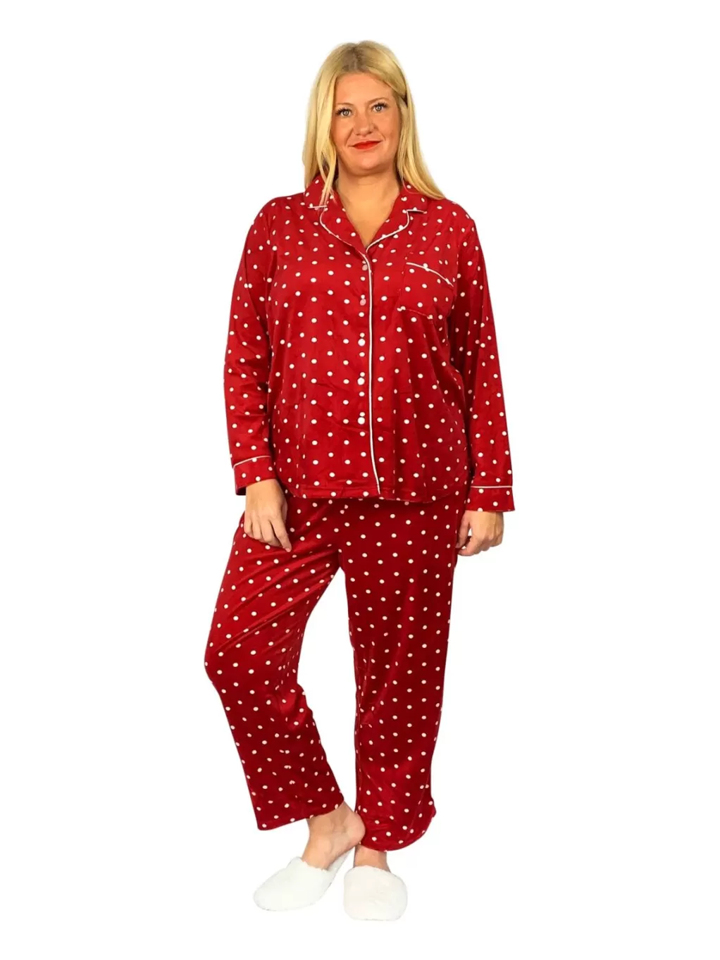 La Cera™ La Cera Plus Size Sheered Minky Fleece Pj Set