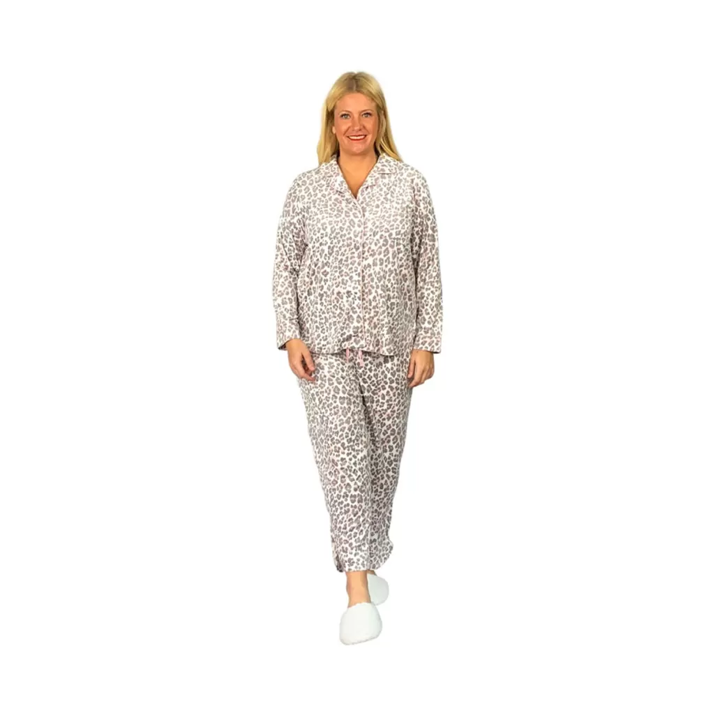 La Cera™ La Cera Plus Size Sheered Minky Fleece Pj Set