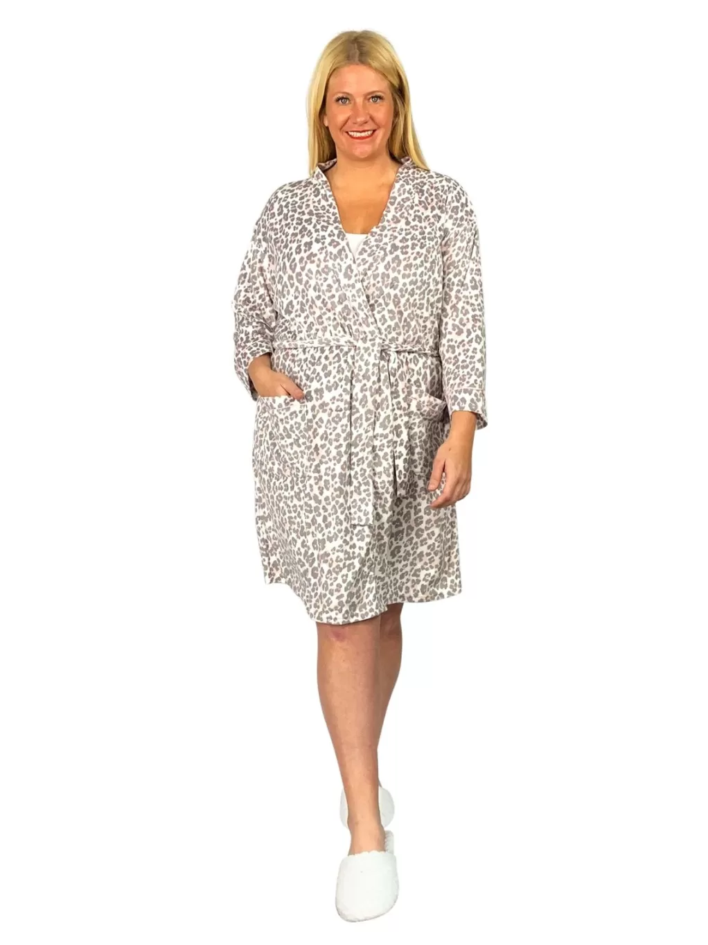 La Cera™ La Cera Plus Size Silky Shee Minky Kimono Robe