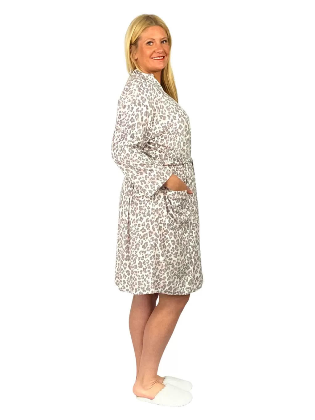 La Cera™ La Cera Plus Size Silky Shee Minky Kimono Robe
